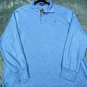 Polo Ralph Lauren Shirt Mens XL Blue Long Sleeve Casual Golf Classic Flesh Pony